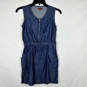 7 for all mankind kids chambray pocketed dress 1/2 zipper M